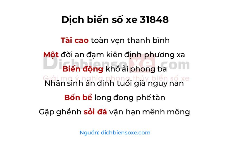 Dịch thơ biển số 31848