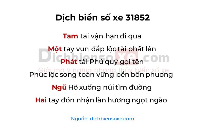 Dịch thơ biển số 31852