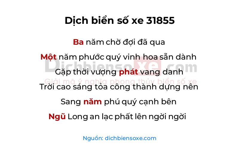 Dịch thơ biển số 31855