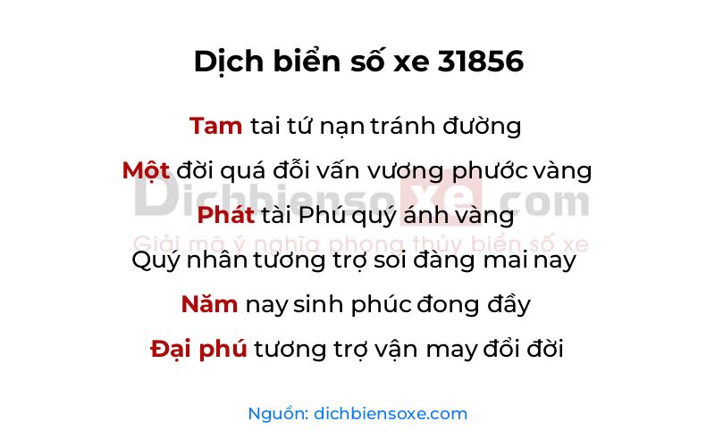 Dịch thơ biển số 31856