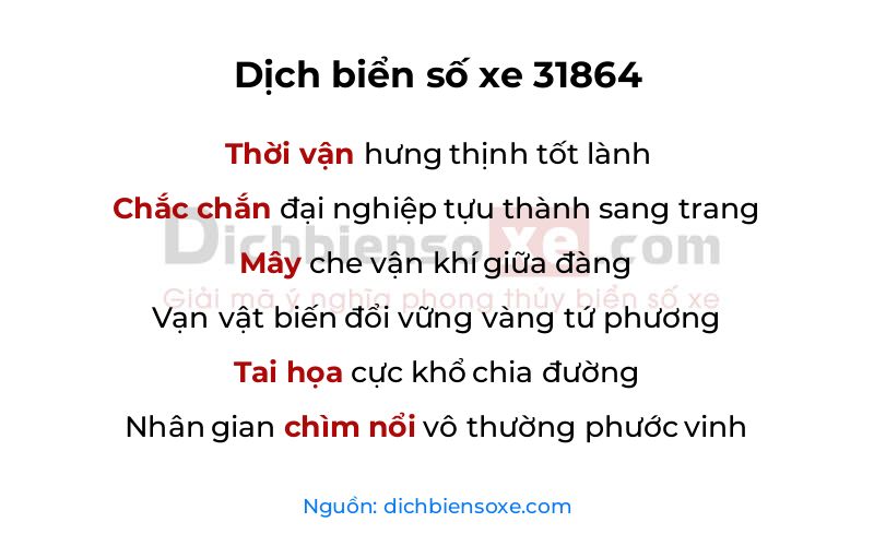 Dịch thơ biển số 31864