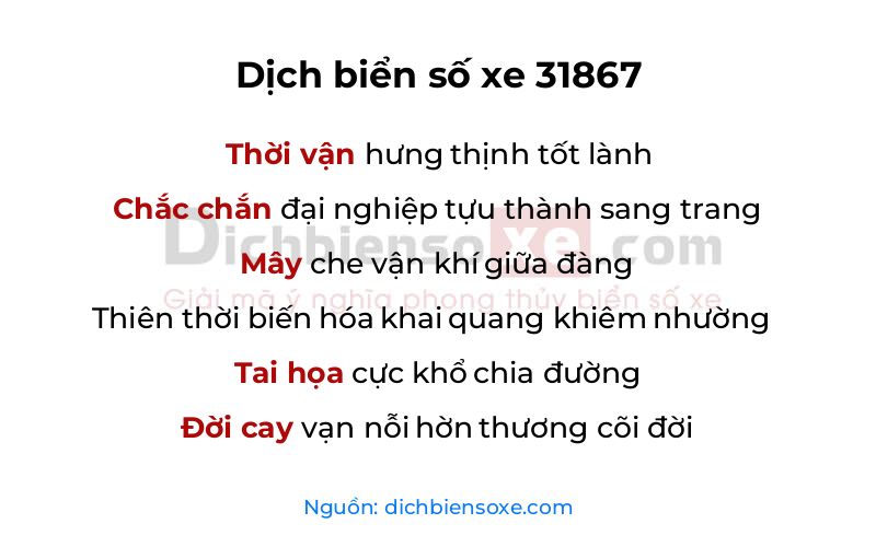 Dịch thơ biển số 31867