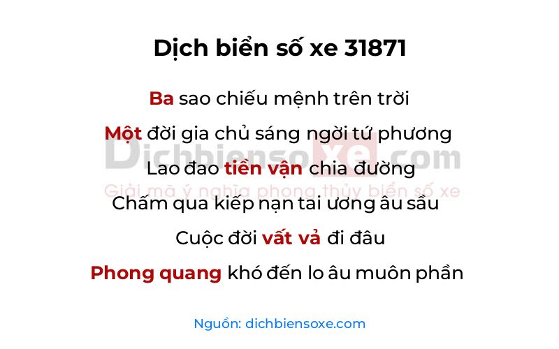 Dịch thơ biển số 31871