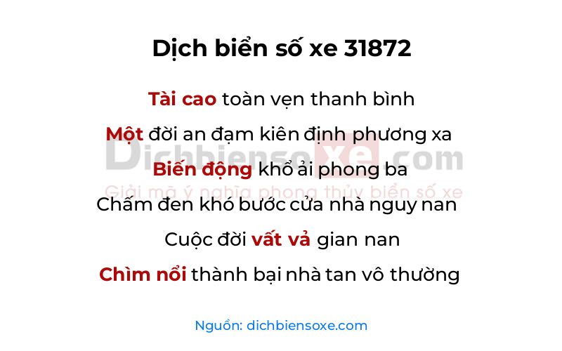 Dịch thơ biển số 31872