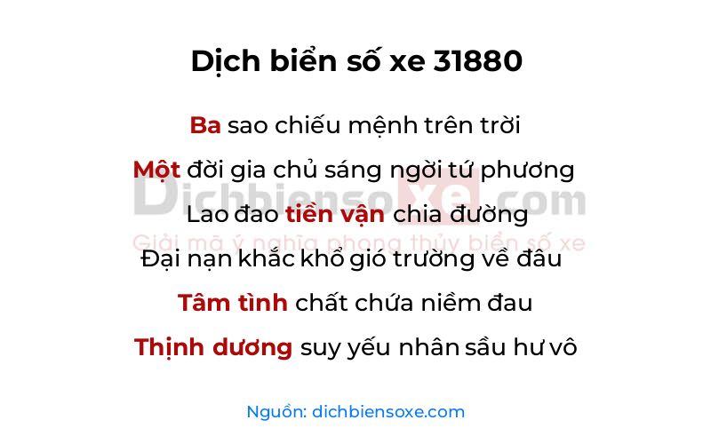 Dịch thơ biển số 31880
