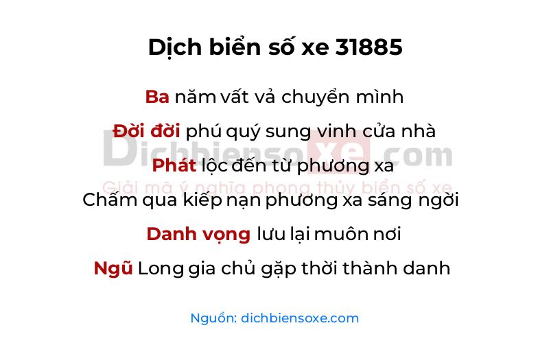 Dịch thơ biển số 31885