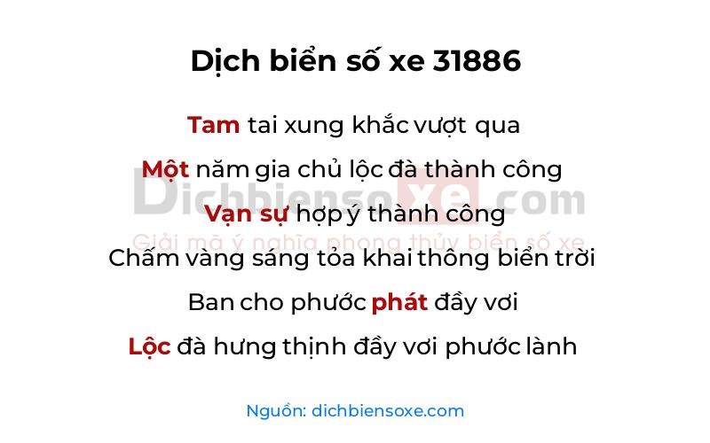 Dịch thơ biển số 31886