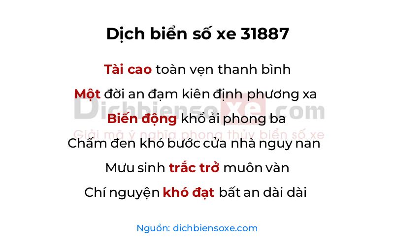 Dịch thơ biển số 31887