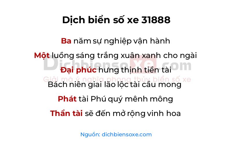 Dịch thơ biển số 31888