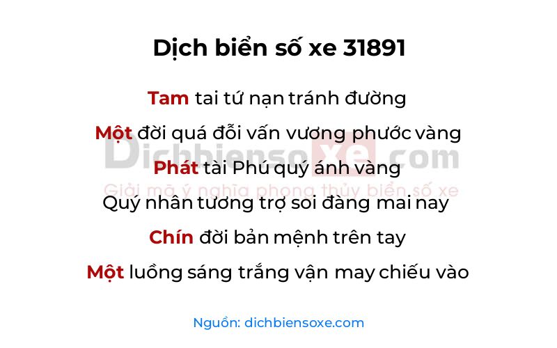 Dịch thơ biển số 31891