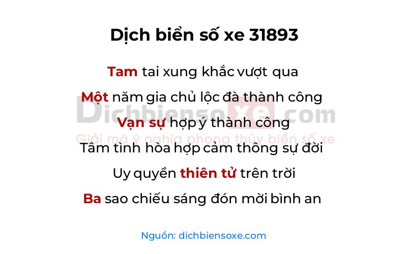 Dịch thơ biển số 31893