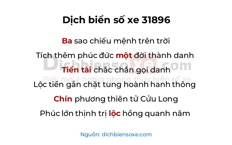Dịch thơ biển số 31896