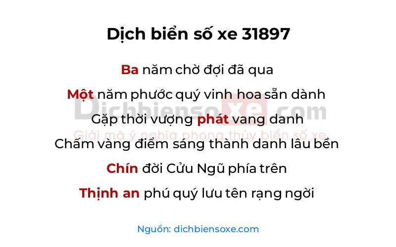 Dịch thơ biển số 31897