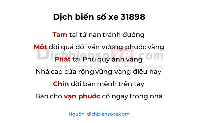 Dịch thơ biển số 31898