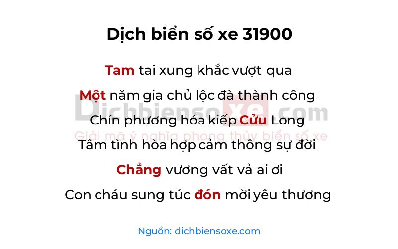 Dịch thơ biển số 31900