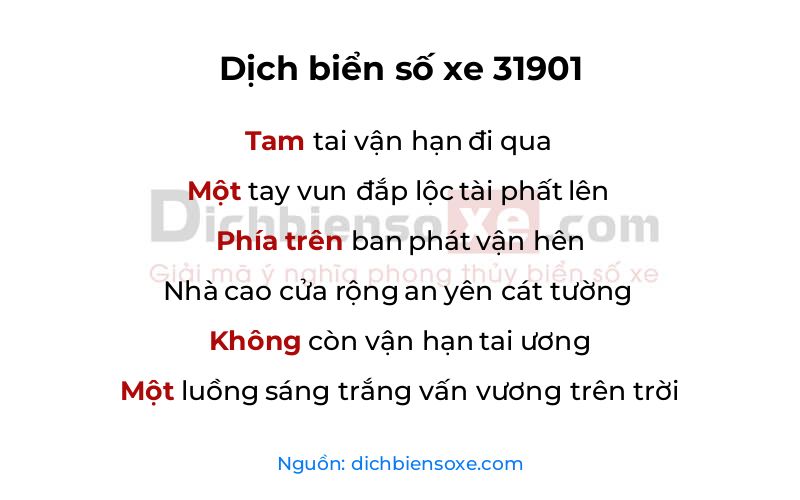 Dịch thơ biển số 31901