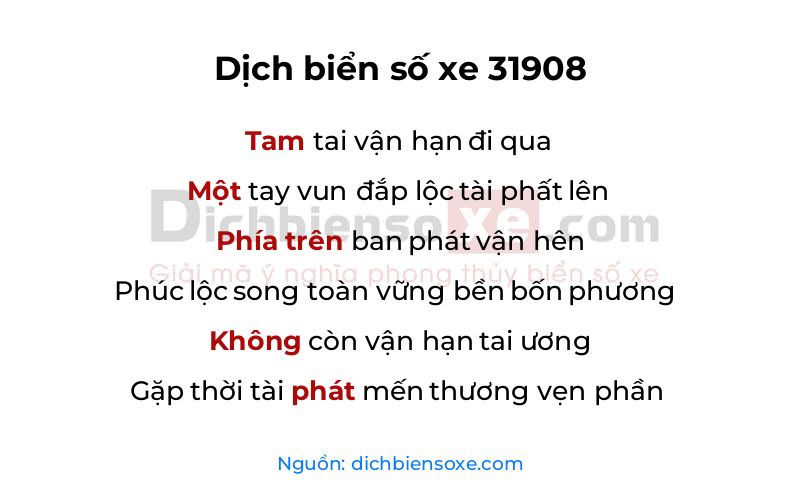 Dịch thơ biển số 31908