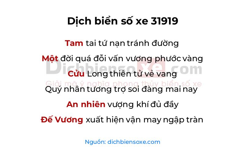 Dịch thơ biển số 31919