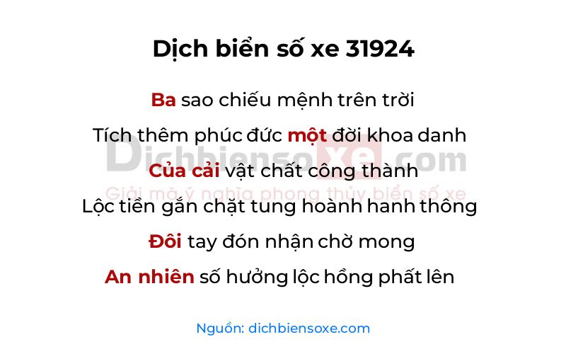Dịch thơ biển số 31924