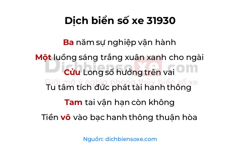 Dịch thơ biển số 31930