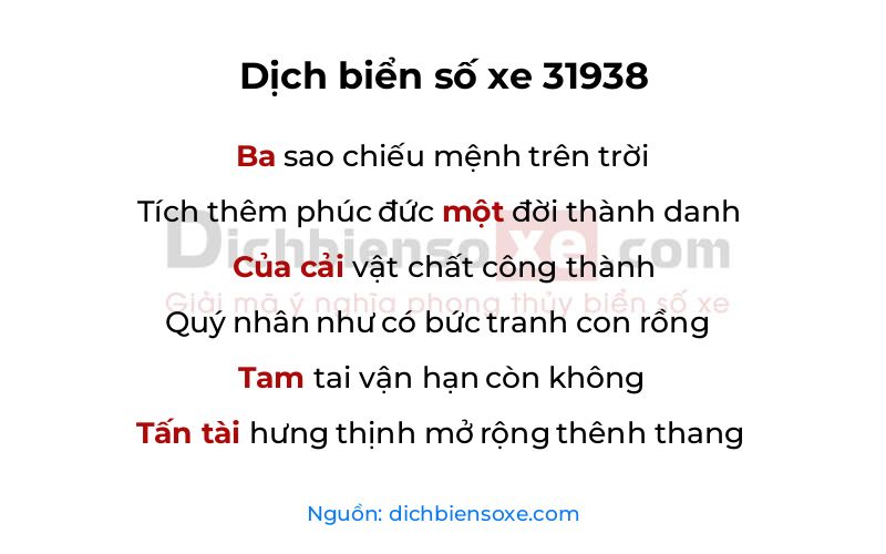 Dịch thơ biển số 31938