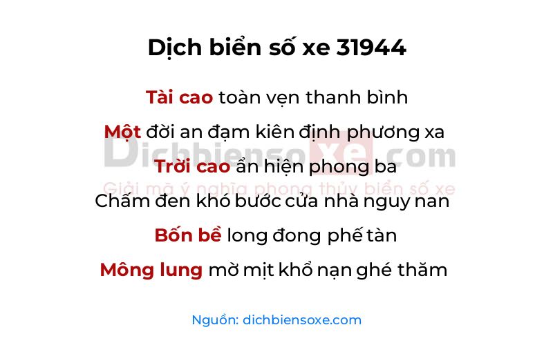 Dịch thơ biển số 31944