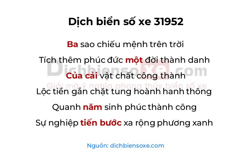 Dịch thơ biển số 31952