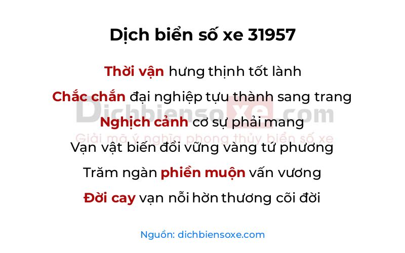 Dịch thơ biển số 31957