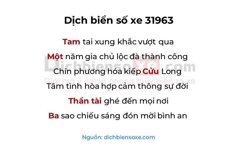 Dịch thơ biển số 31963