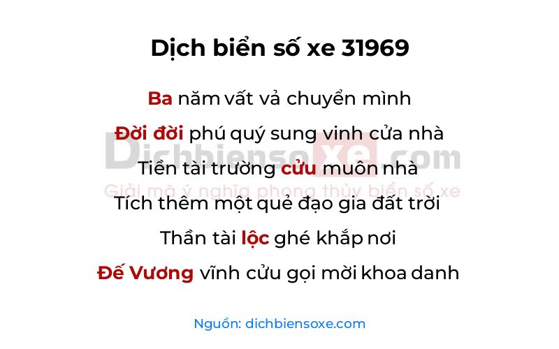Dịch thơ biển số 31969