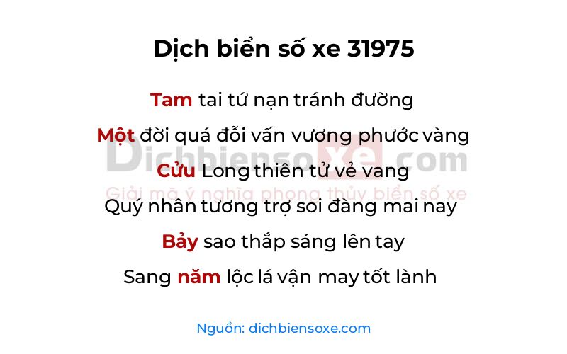 Dịch thơ biển số 31975