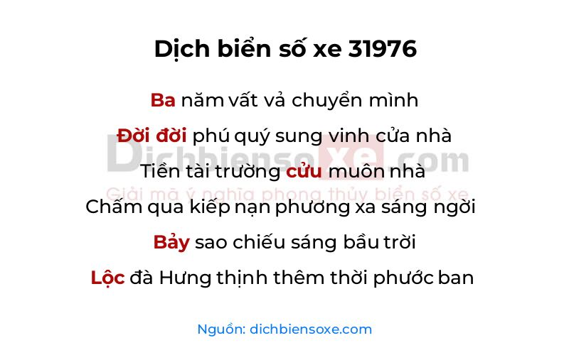 Dịch thơ biển số 31976