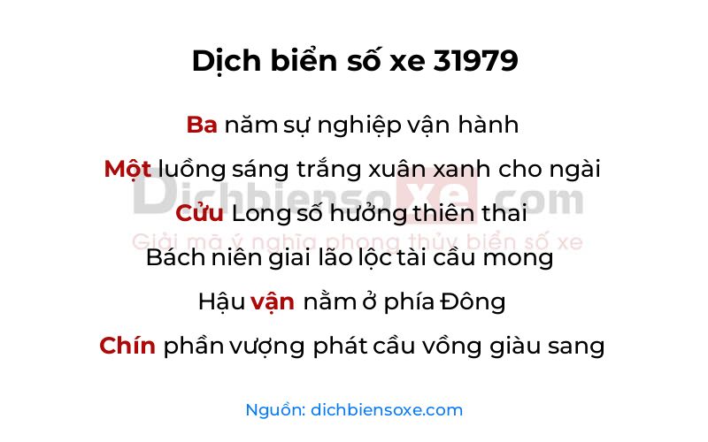 Dịch thơ biển số 31979