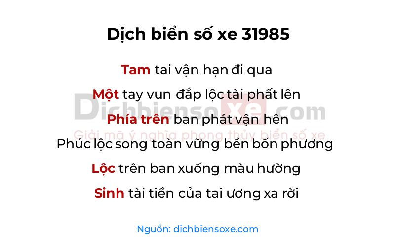 Dịch thơ biển số 31985