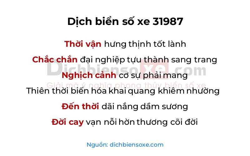 Dịch thơ biển số 31987
