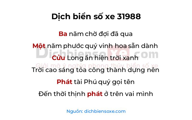 Dịch thơ biển số 31988