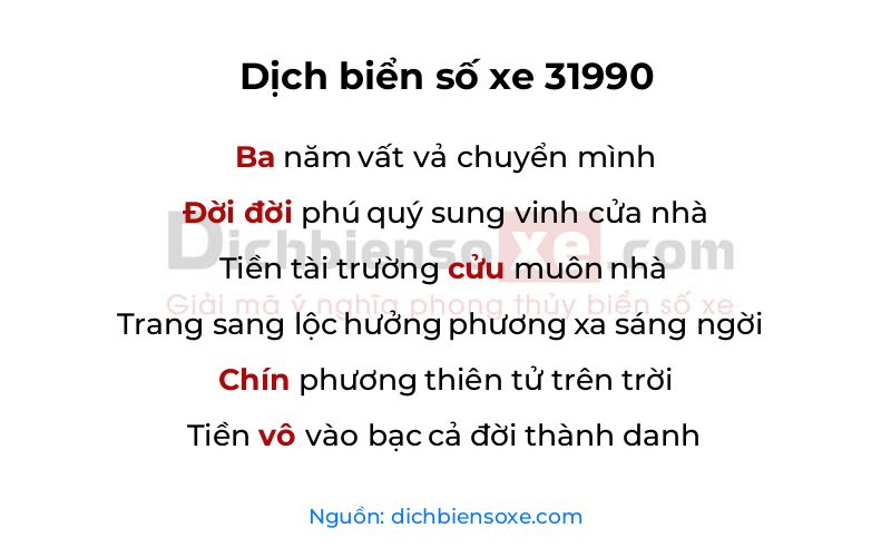 Dịch thơ biển số 31990