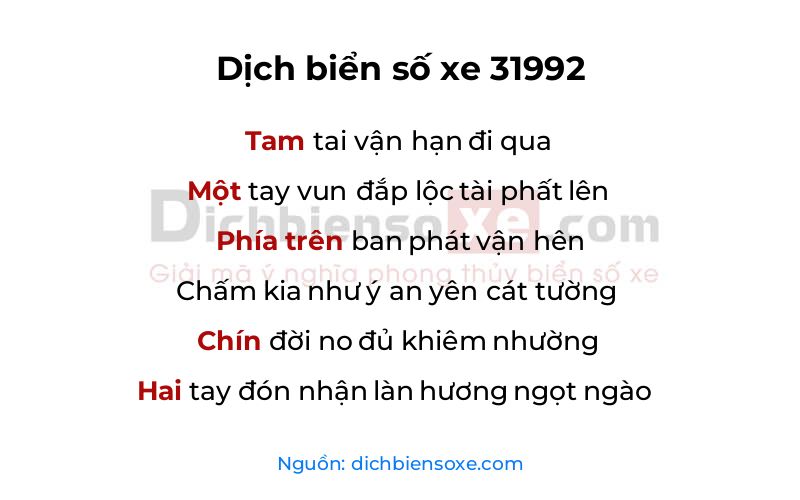 Dịch thơ biển số 31992