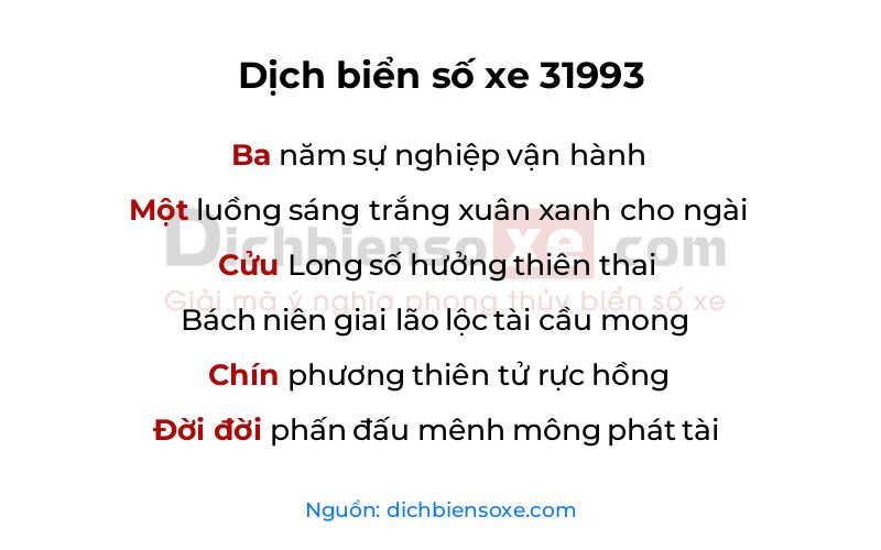 Dịch thơ biển số 31993