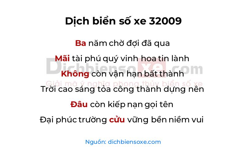 Dịch thơ biển số 32009