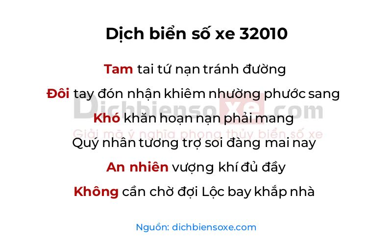 Dịch thơ biển số 32010