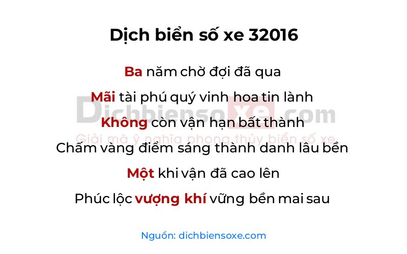 Dịch thơ biển số 32016