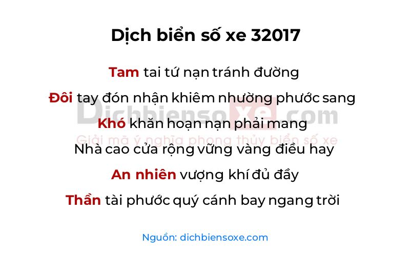 Dịch thơ biển số 32017