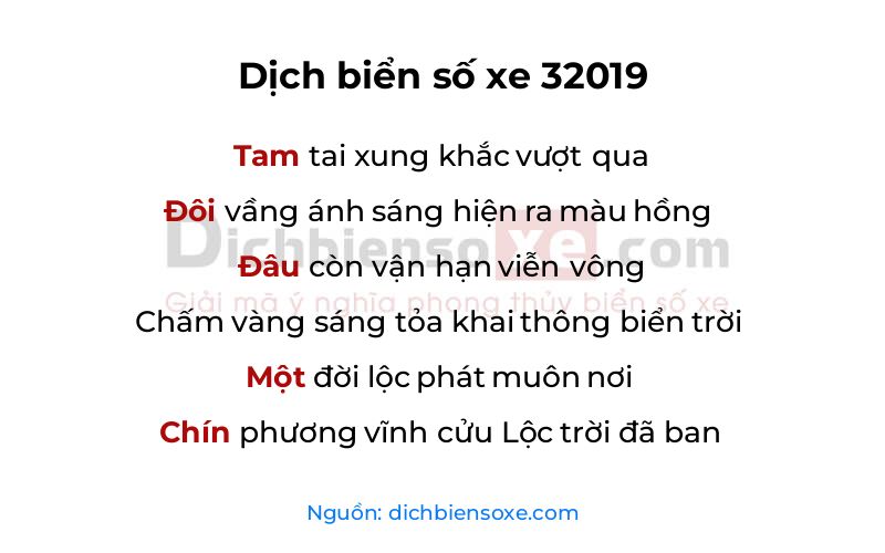 Dịch thơ biển số 32019
