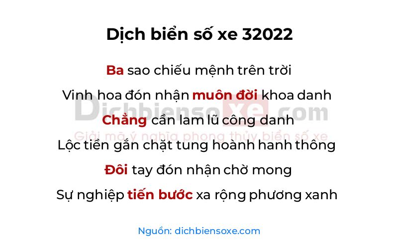 Dịch thơ biển số 32022