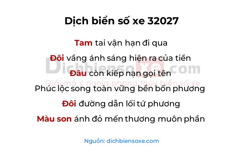 Dịch thơ biển số 32027