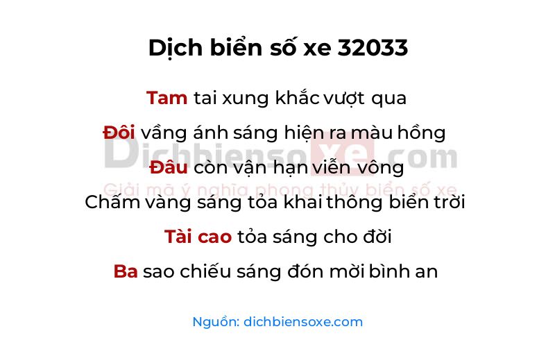 Dịch thơ biển số 32033