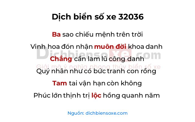 Dịch thơ biển số 32036