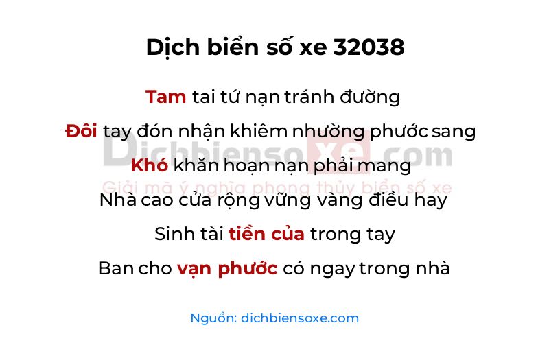 Dịch thơ biển số 32038