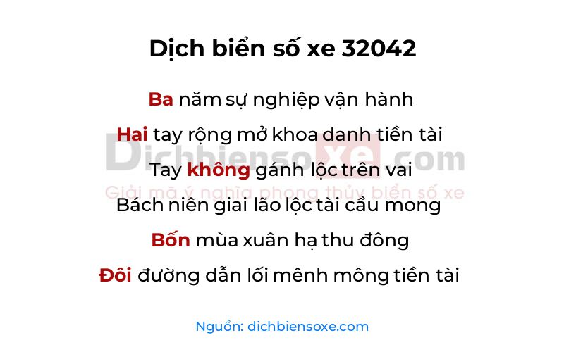 Dịch thơ biển số 32042